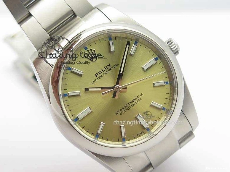 0120 Oyster Perpetual 34mm Ladies 114300 1:1 Best Edition Champagne Dial On SS Bracelet A FlexibleFit 3804
